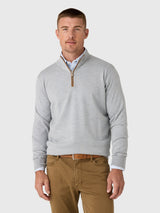 Autumn Crest Suede Trim Quarter-Zip - Battleship Grey