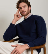 Autumn Crest Honeycomb Crewneck Sweater - Navy