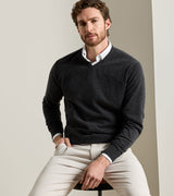 Crown Heritage Cashmere V-Neck Sweater - Iridium