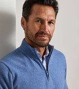 Crown Anniversary Cashmere Quarter-Zip Sweater - Astral Blue