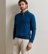 Crown Anniversary Cashmere Quarter-Zip Sweater - Ocean Blue