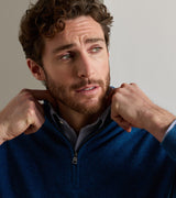 Crown Anniversary Cashmere Quarter-Zip Sweater - Ocean Blue