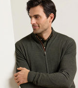Peter Millar Excursionist Flex Full-Zip Sweater Dark Olive
