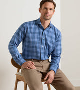 Gressan Italian Flannel Sport Shirt - Windy Blue