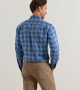 Gressan Italian Flannel Sport Shirt - Windy Blue