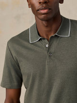 Faherty Short Sleeve Movement Pique Polo - Tropics Olive Melange