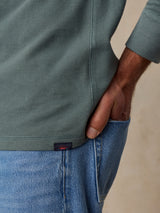 Faherty Long Sleeve Waffle Henley - Forest Pine