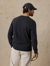 Faherty Long Sleeve Waffle Henley - Ridge Black