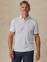 Faherty Short Sleeve Movement Pique Polo - Ivory Blue Moonlight