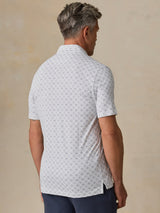 Faherty Short Sleeve Movement Pique Polo - Ivory Blue Moonlight