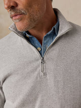 Faherty Legend Sweater Quarter Zip - Grey Plains Herringbone