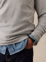 Faherty Legend Sweater Quarter Zip - Grey Plains Herringbone