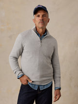 Faherty Legend Sweater Quarter Zip - Grey Plains Herringbone