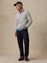 Faherty Legend Sweater Quarter Zip - Grey Plains Herringbone