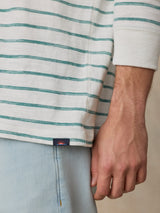 Sunwashed Slub Hoodie - White Biscayne Stripe