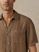 Faherty Short Sleeve Palma Linen Shirt - Island Brown