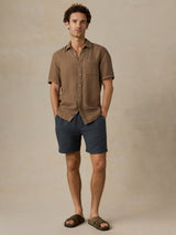 Faherty Short Sleeve Palma Linen Shirt - Island Brown