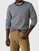 Faherty Heirloom Crewneck Sweater - Ivory Navy Feeder