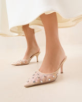 Paloma Cream/Crystal Mesh Mule - Oak Hall