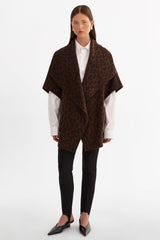 Penelope Reversible Double Face Wool Coat - Brown Leopard