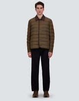 Nylon Shirt Jacket With Faux Suede Collar