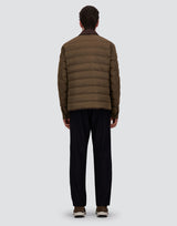Nylon Shirt Jacket With Faux Suede Collar