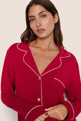 Eberjey Gisele Long PJ Set - Holly Red/Ivory