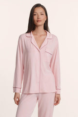 Eberjey Gisele Long PJ Set - Pale Pink/Fig