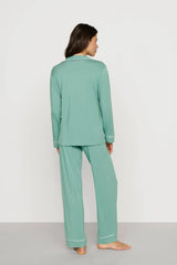 Eberjey Gisele Long PJ Set - Seagrass/White