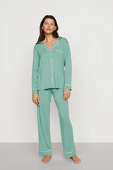 Eberjey Gisele Long PJ Set - Seagrass/White