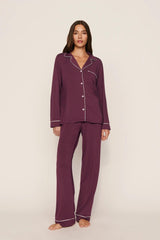 Eberjey Gisele Long PJ Set - Wildberry/Ivory