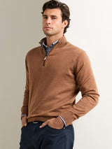 Autumn Crest Suede Trim Quarter-Zip - Dark Amber