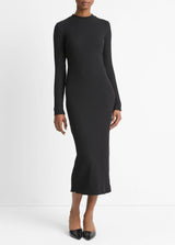 Ribbed Cotton-Blend High-Neck Dress - Oak Hall