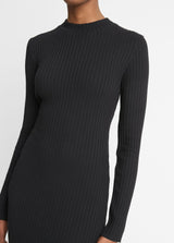 Ribbed Cotton-Blend High-Neck Dress - Oak Hall