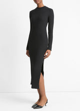 Ribbed Cotton-Blend High-Neck Dress - Oak Hall