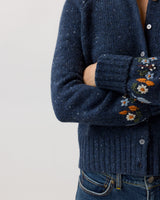 Romy Embroidered Cardigan - Navy Donegal
