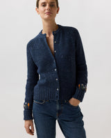 Romy Embroidered Cardigan - Navy Donegal