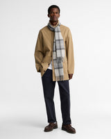 Barbour Mineral Tartan Wool-Cashmere Scarf - Ice Granite