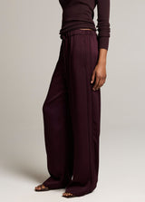 Vince Satin Mid-Rise Drawstring Pant - Blackberry