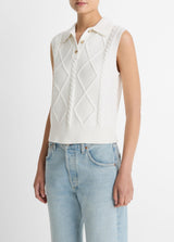 Cable-Knit Wool & Cotton-Blend Sweater Vest - Off White