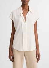Cap Sleeve Hidden Placket Blouse