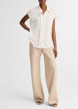 Cap Sleeve Hidden Placket Blouse