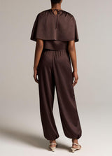 Mid-Rise Plissé Drawcord-Hem Pant - Iron