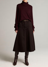 Wool-Cashmere Side-Slit Turtleneck Sweater - Plum
