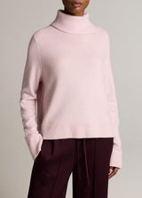 Wool-Cashmere Side-Slit Turtleneck Sweater - Iris Quartz