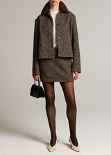 Contrast-Collar Boucle Jacket - Burnt Walnut Boucle