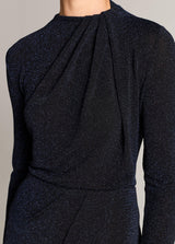 Metallic Jersey Twist-Neck Long-Sleeve Top - Oak Hall