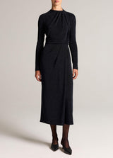 Metallic Jersey Twist-Neck Long-Sleeve Top - Oak Hall