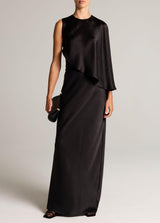 Satin Asymmetric Draped Cape Top - Oak Hall