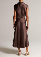 Draped Satin Cowl-Neck Dress - Oak Hall
